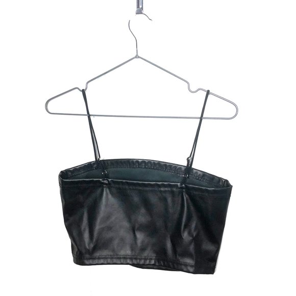 3/30 🖤 faux leather crop cami top | nwot - Picture 2 of 3